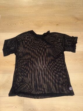 Fashion Nova Black Mesh Swim Coverup Top